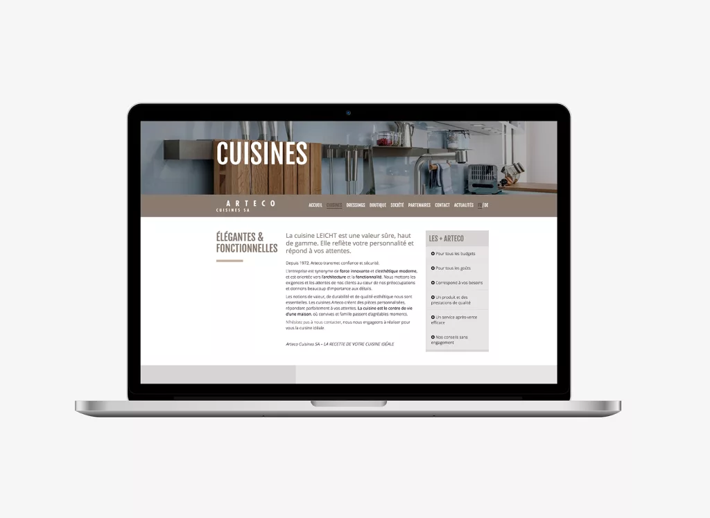 Conception de la plateforme Web Arteco Cuisines par Ivimédia