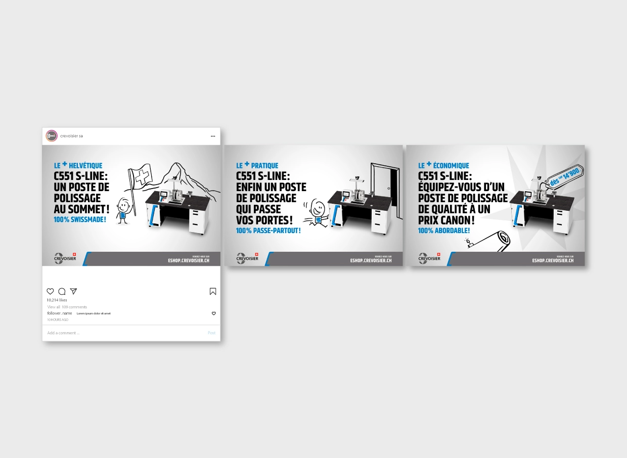Stratégie digitale Crevoisier C551-S-LINE - publication social médias réalisé par Ivimedia