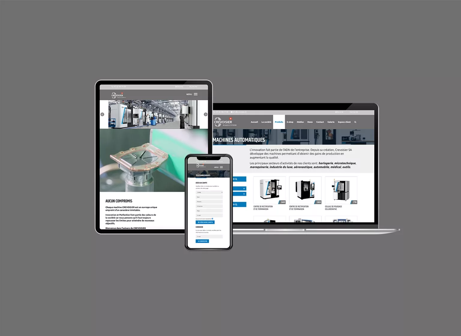Conception de la plateforme Mobile et web pour Crevoisier réalisée par Ivimédia - adaptation responsive