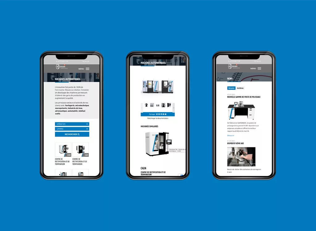 Conception de la plateforme Mobile et web pour Crevoisier réalisée par Ivimédia