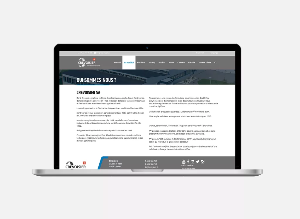 Conception de la plateforme Web Crevoisier par Ivimédia, site internet page qui sommes-nous