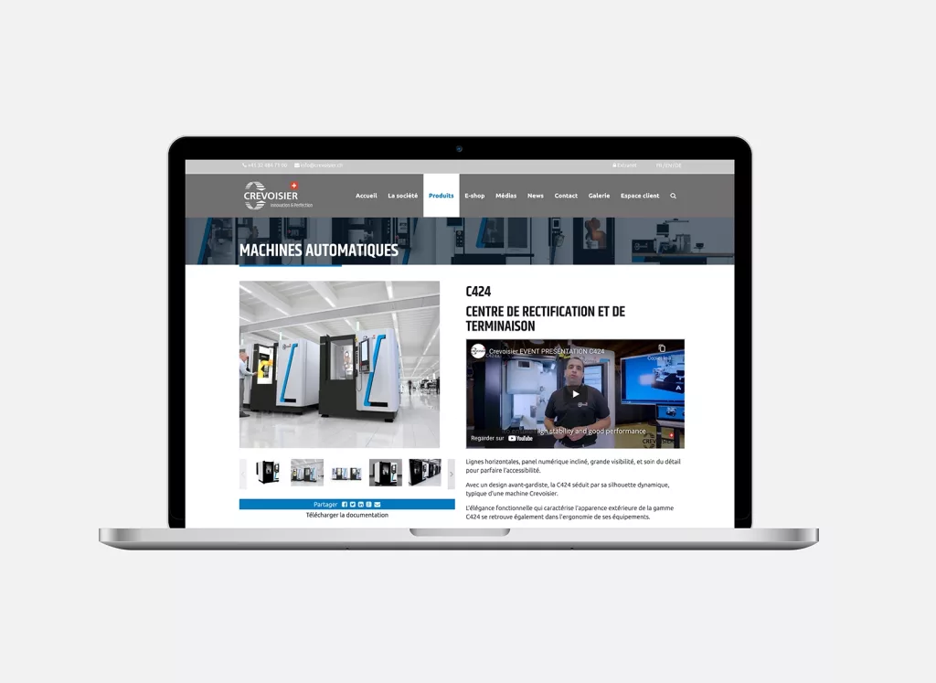 Conception de la plateforme Web Crevoisier par Ivimédia, site internet page produits