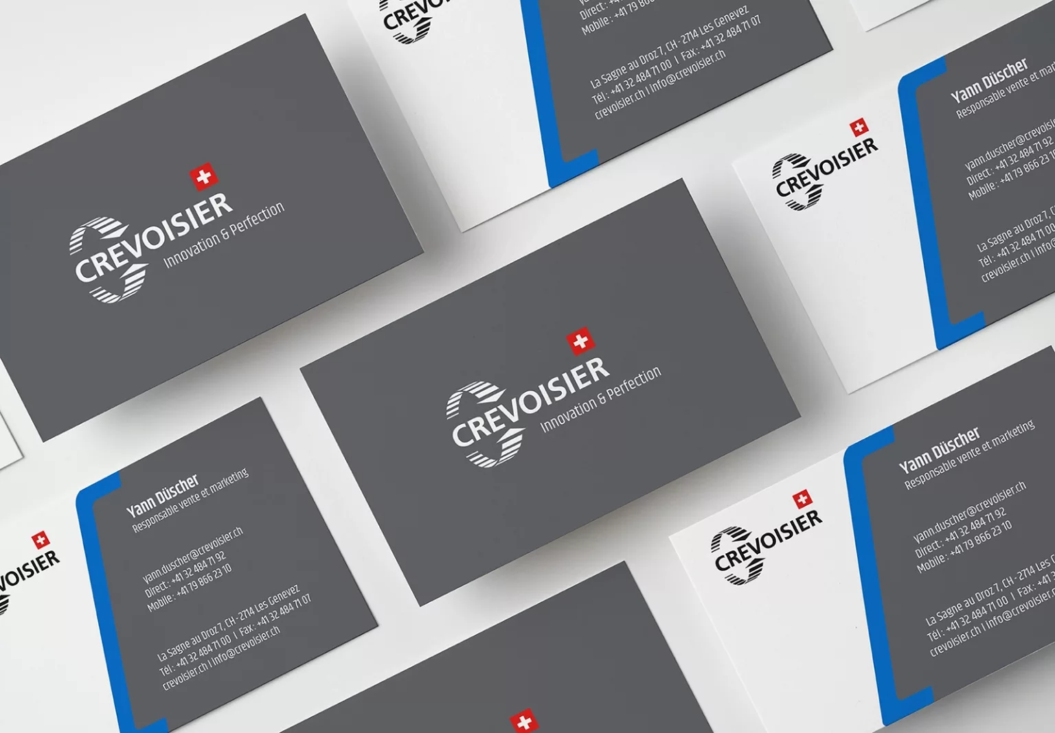 identité visuelle Crevoisier réalisée par Ivimédia - conception des cartes de visites