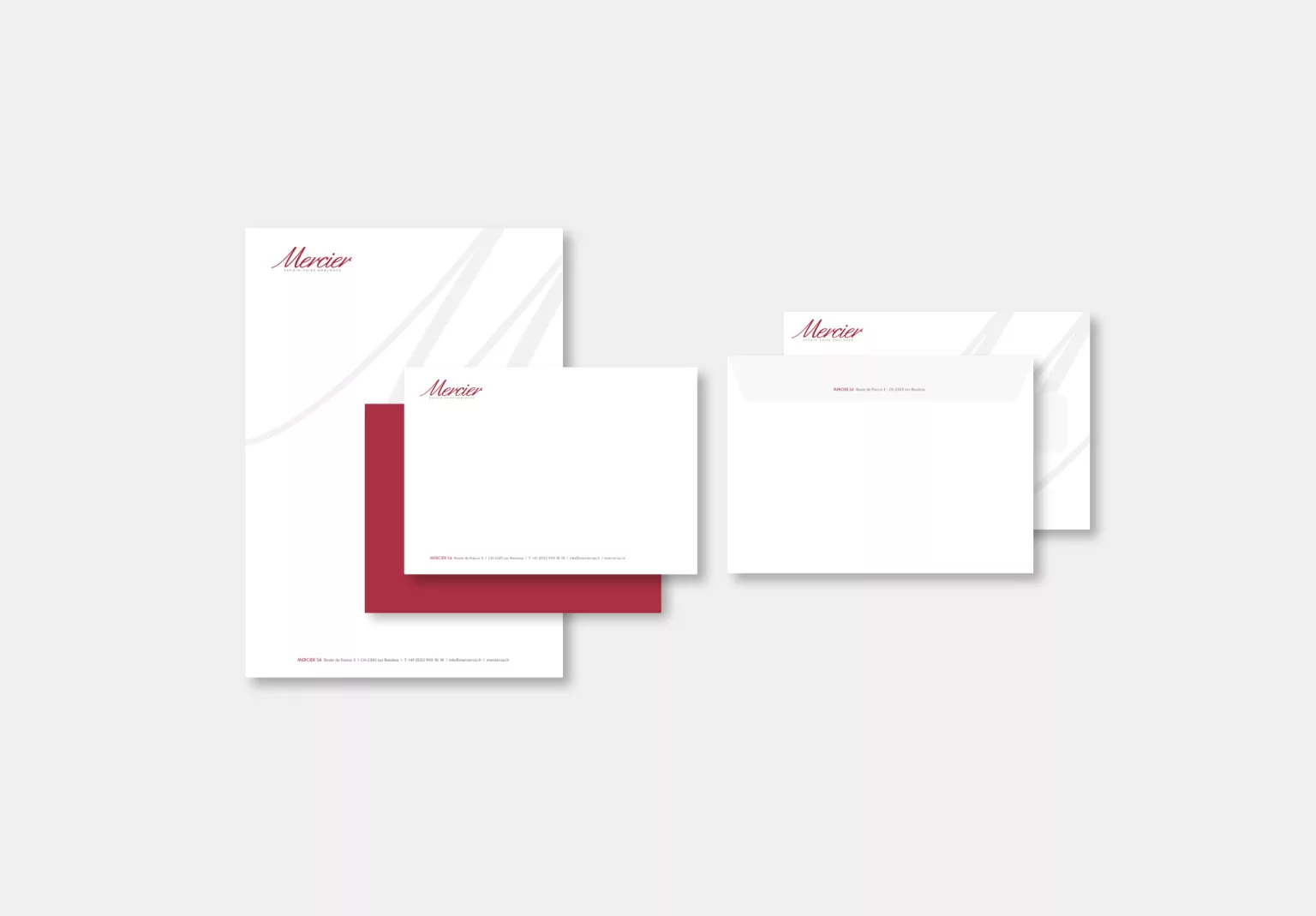 Identité graphique sur papeterie réalisée par Ivimédia pour Mercier