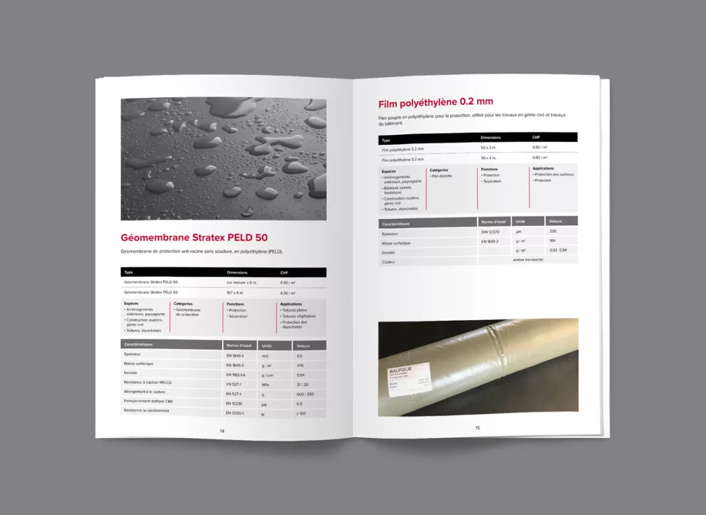 identité visuelle Stratex réalisée par Ivimédia - conception d'un catalogue produits