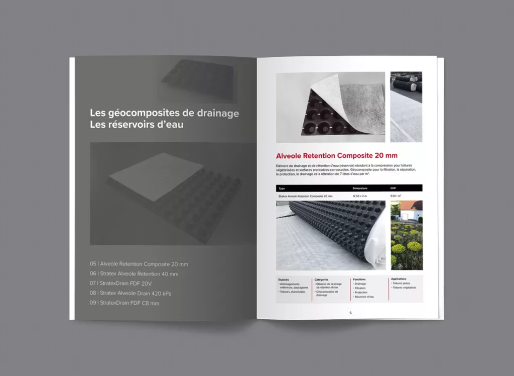 identité visuelle Stratex réalisée par Ivimédia - conception d'un catalogue produits