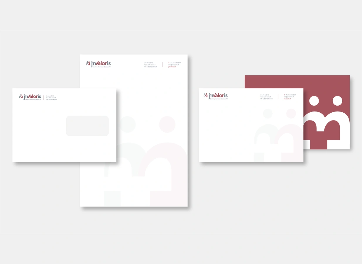 identité visuelle Jmvaloris réalisée par Ivimédia - papeterie