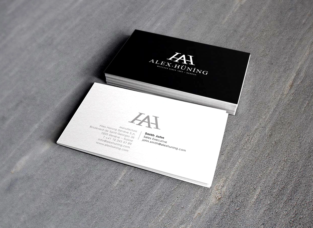 Concepttion des cartes de visistes la papeterie Alex Huning