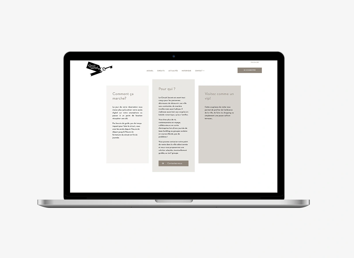 Conception de la plateforme Web Circuit Secret par Ivimédia - Frontend du site internet