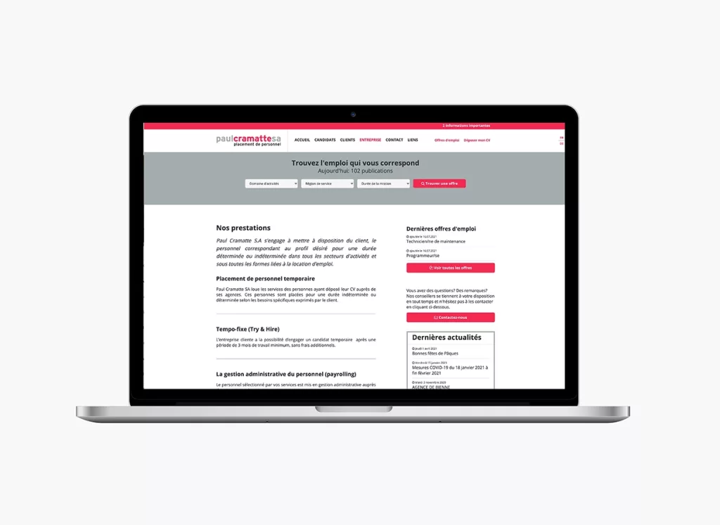 Conception de la plateforme Web et d'une API pour Paulcramatte par Ivimédia