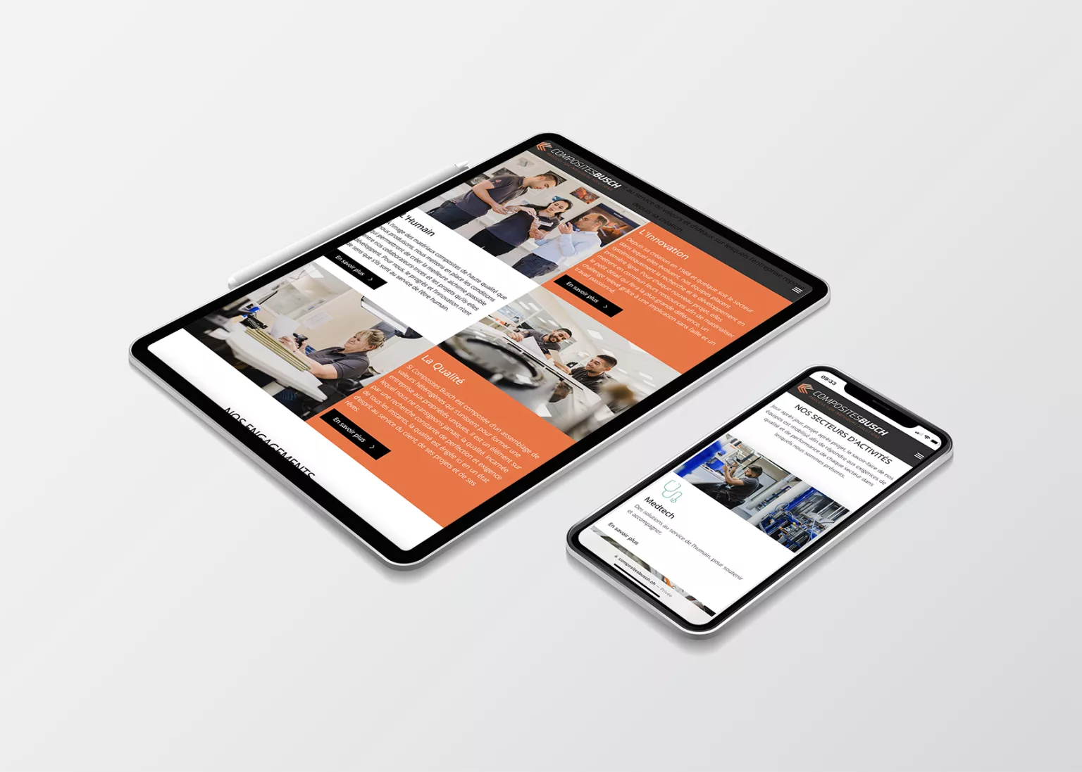 Projet réalisé par ivimédia - site internet Composites Busch