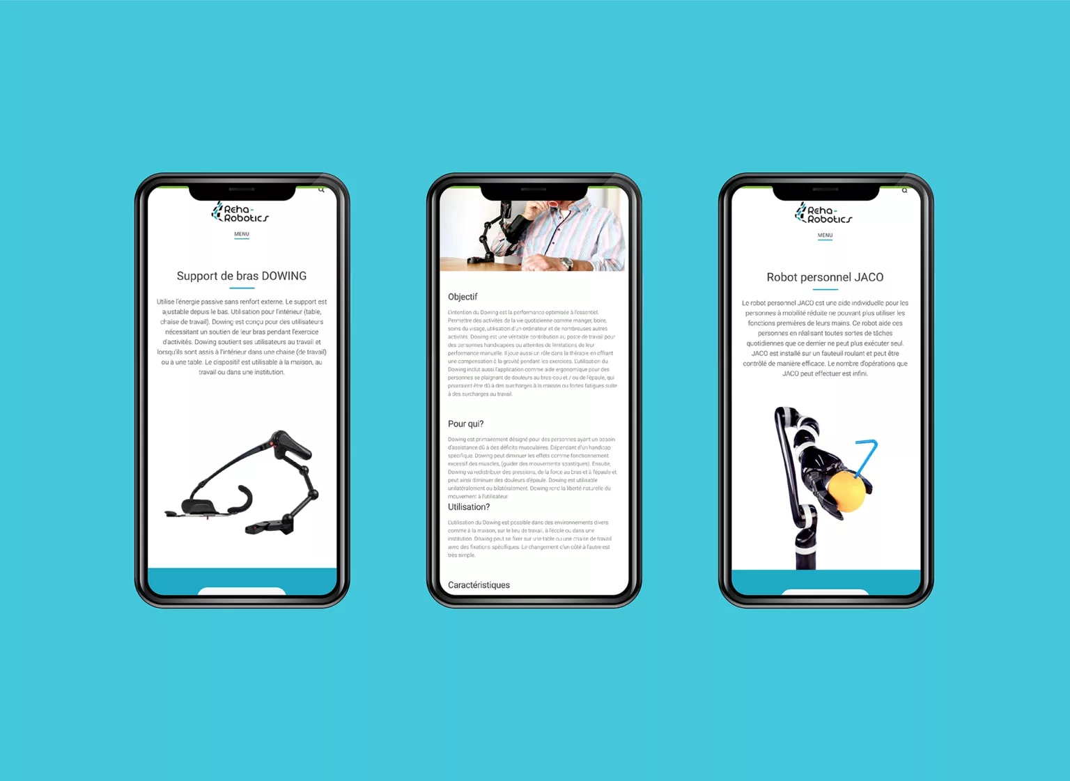 Projet réalisé par ivimédia - site internet Reha-Robotics