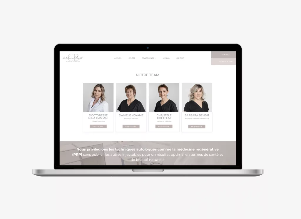 Conception de la plateforme Web et mobile du cabinet Cardiomed beauté par Ivimédia page collaborateurs