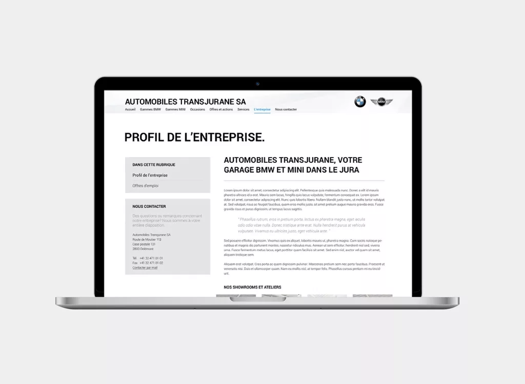 plateforme web Automobiles transjurane réalisés par Ivimédia