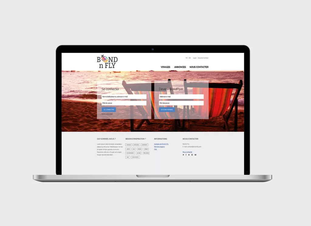 Plateforme web Bond N'Fly créé par Ivimedia
