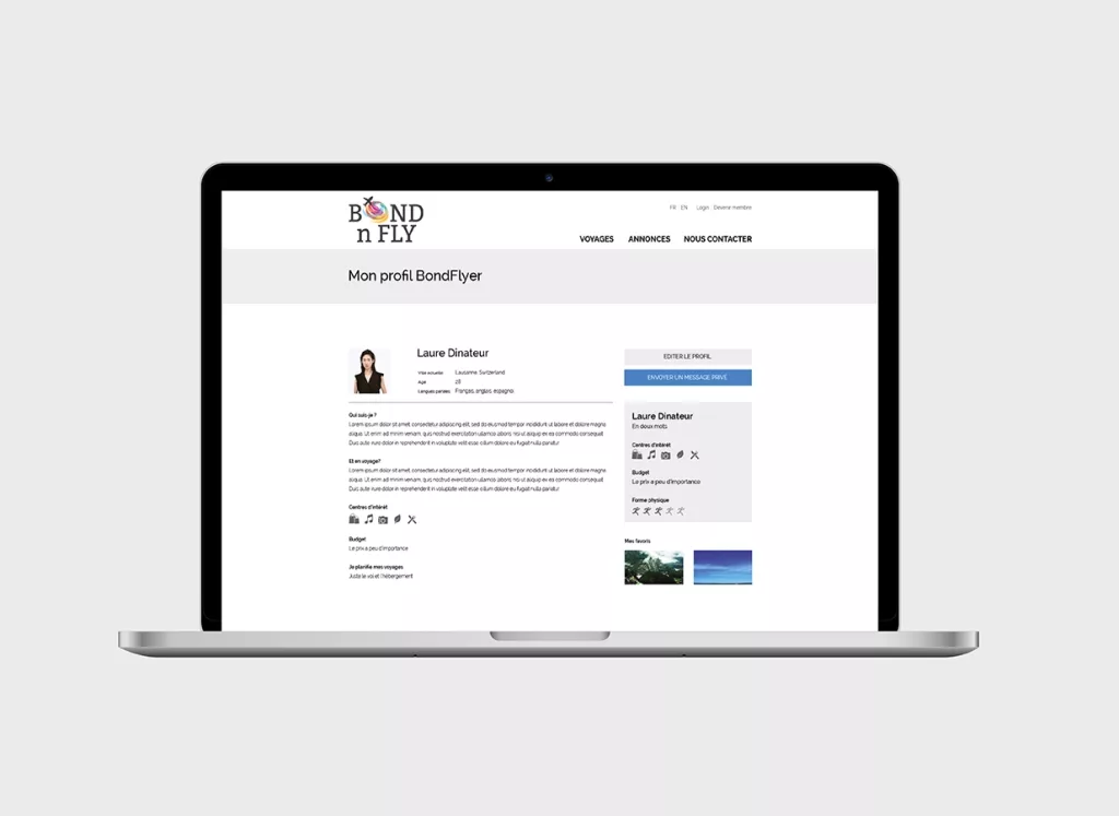 Plateforme web Bond N'Fly créé par Ivimedia