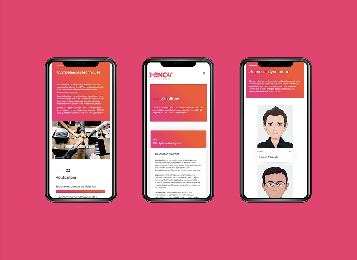 Plateformes mobiles et web site internet pour J-Enov réalisés par Ivimédia