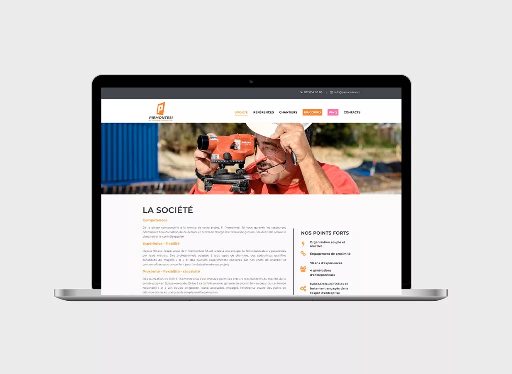 Plateformes mobiles et web site internet pour Piemontesi réalisés par Ivimédia