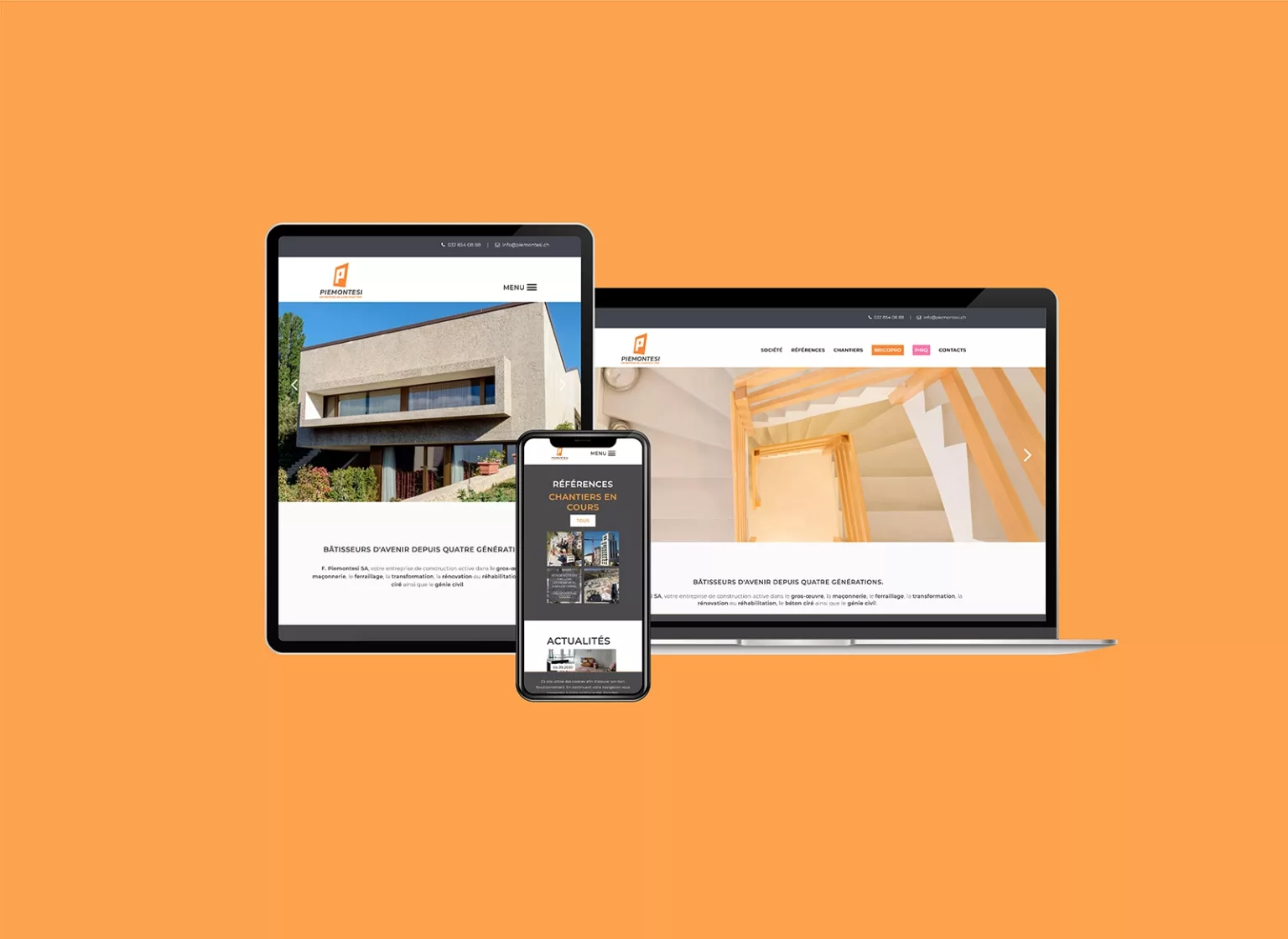 Plateformes mobiles et web site internet pour Piemontesi réalisés par Ivimédia