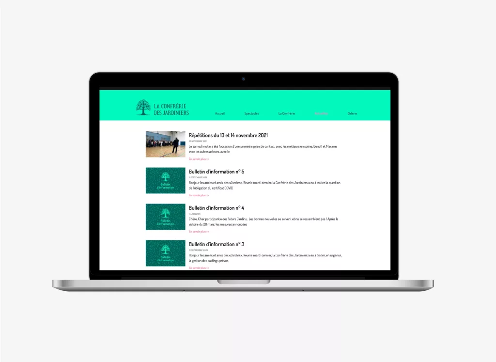plateforme web La confrérie des Jardiniers réalisés par Ivimédia