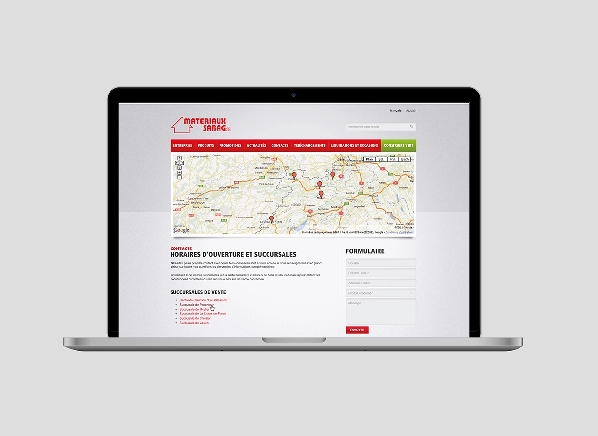 Site internet plateforme web réalisé par Ivimédia pour Matériaux Sabag