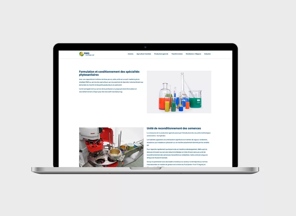 Projet réalisé par ivimédia - site internet pour la société RMG Concept