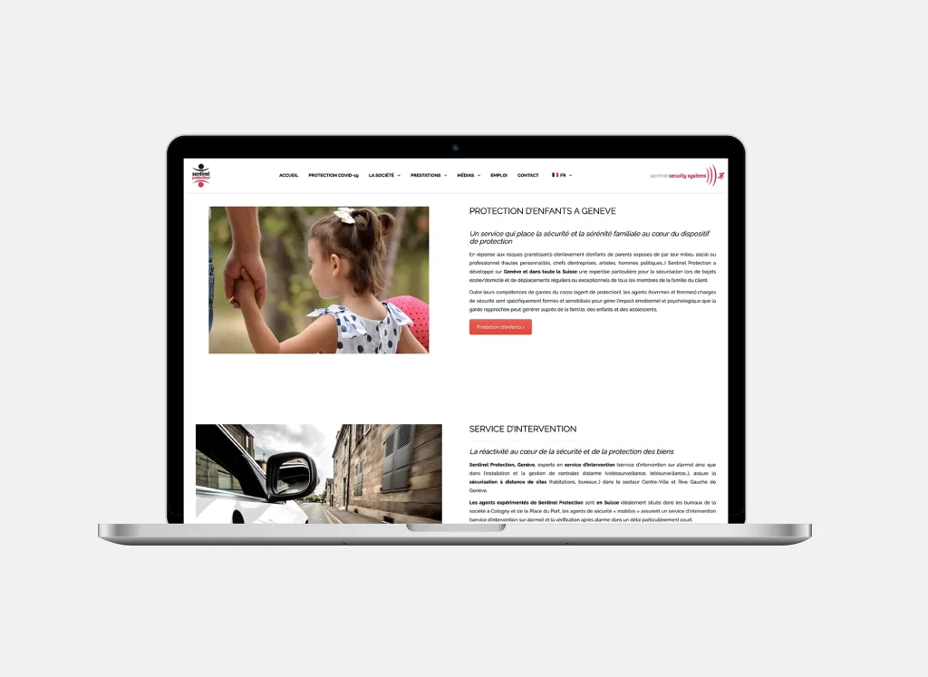 Projet réalisé par ivimédia : site internet entreprise "sentinel protection"