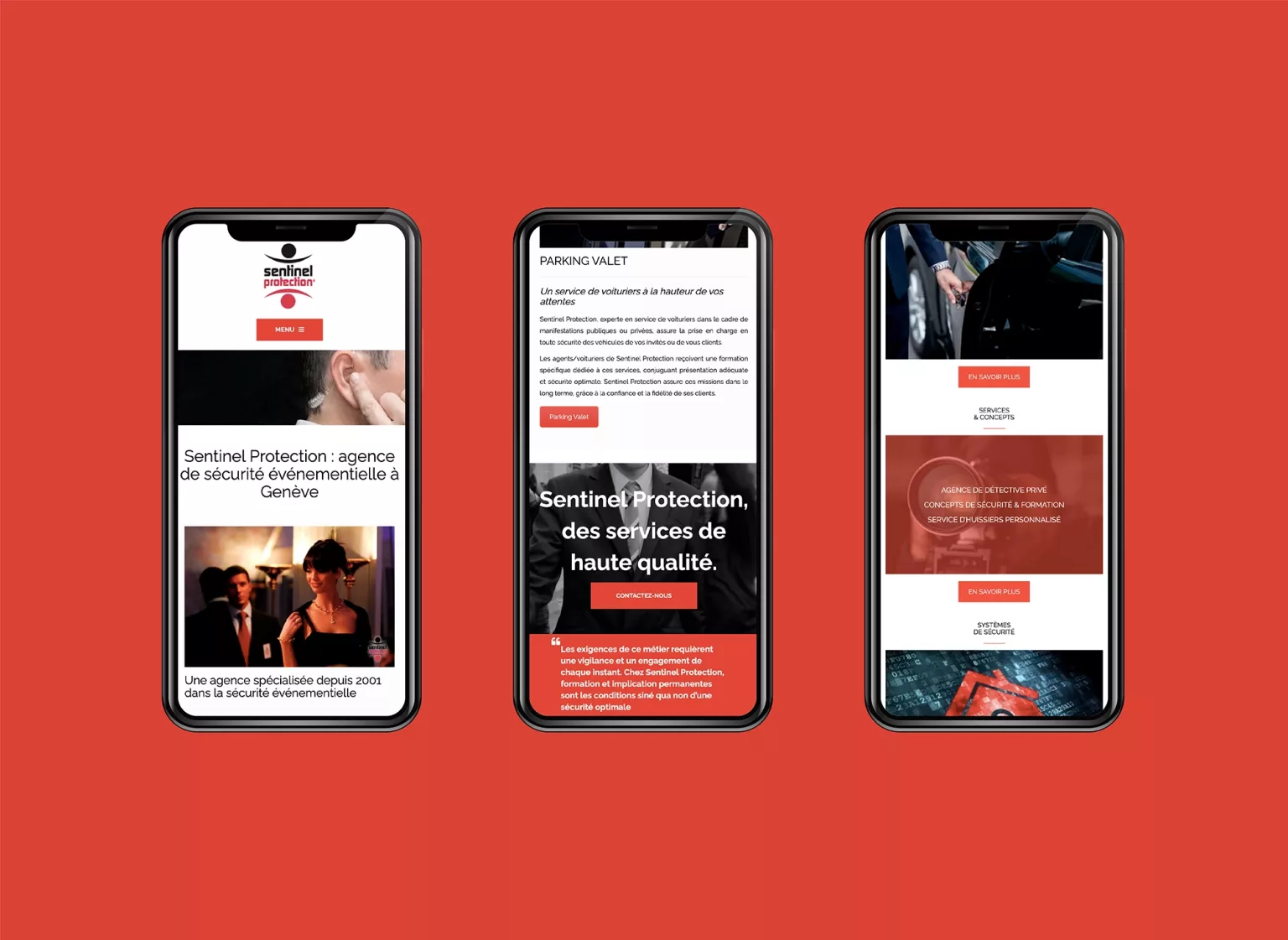 Projet réalisé par ivimédia : site internet entreprise "sentinel protection"
