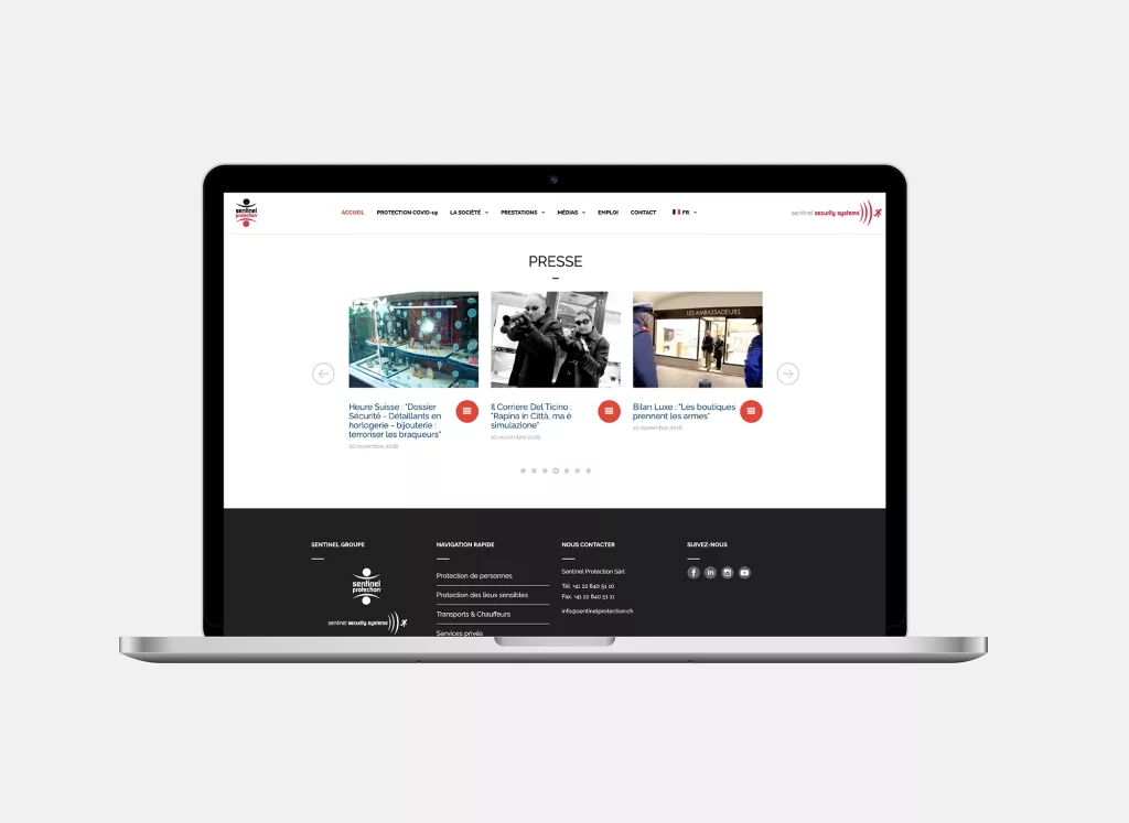 Projet réalisé par ivimédia : site internet entreprise "sentinel protection"