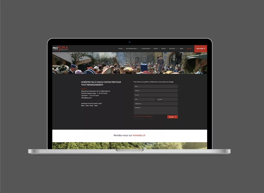Projet réalisé par ivimédia - site internet Projura